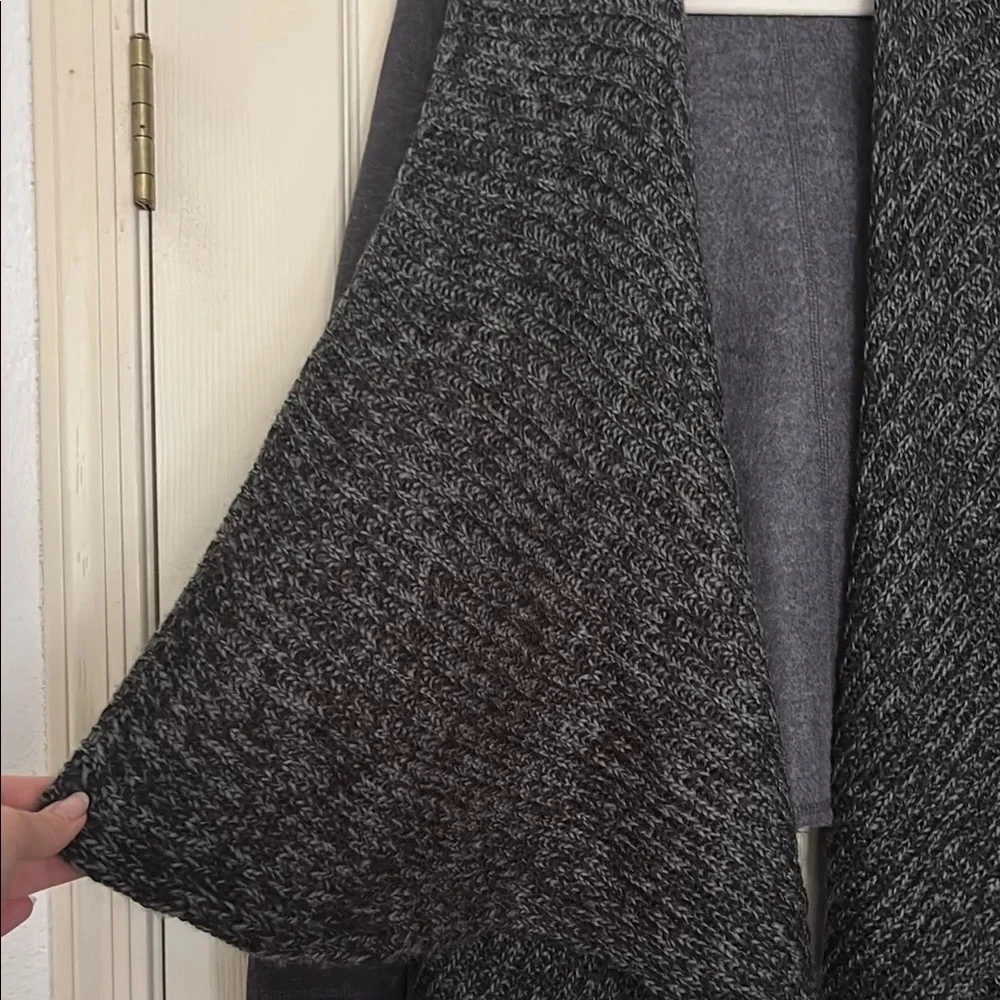 Black and Green Cozy Cardigan Shrug with Waterfall Hem